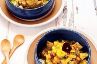 Ceviche frutal con leche