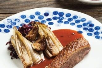 Pato rostizado con endivias asadas