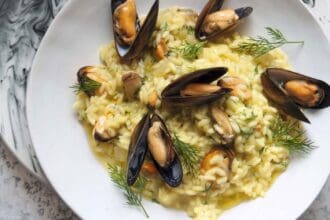 Risotto de mejillones y azafrán