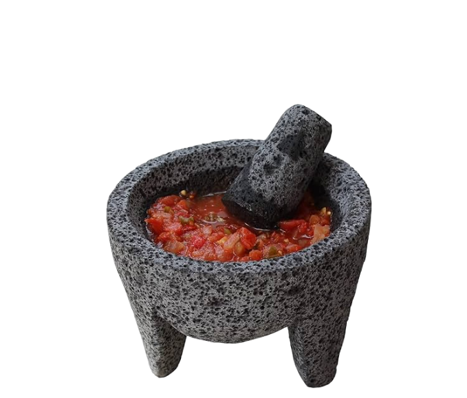 Molcajete artesanal de piedra volcánica (8″)
