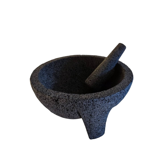 Molcajete artesanal de piedra volcánica