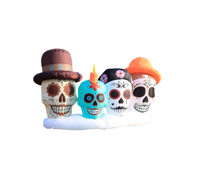 Inflable DomKom Día de Muertos con luces LED (2.4 m)