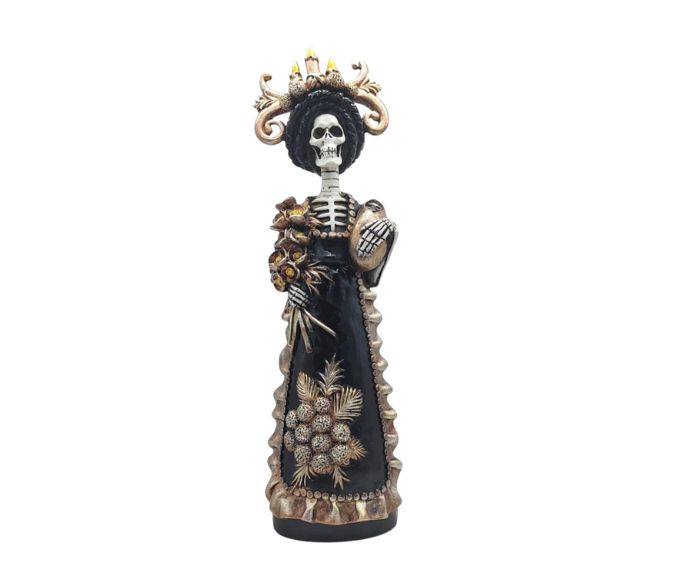 Figura decorativa de catrina artesanal